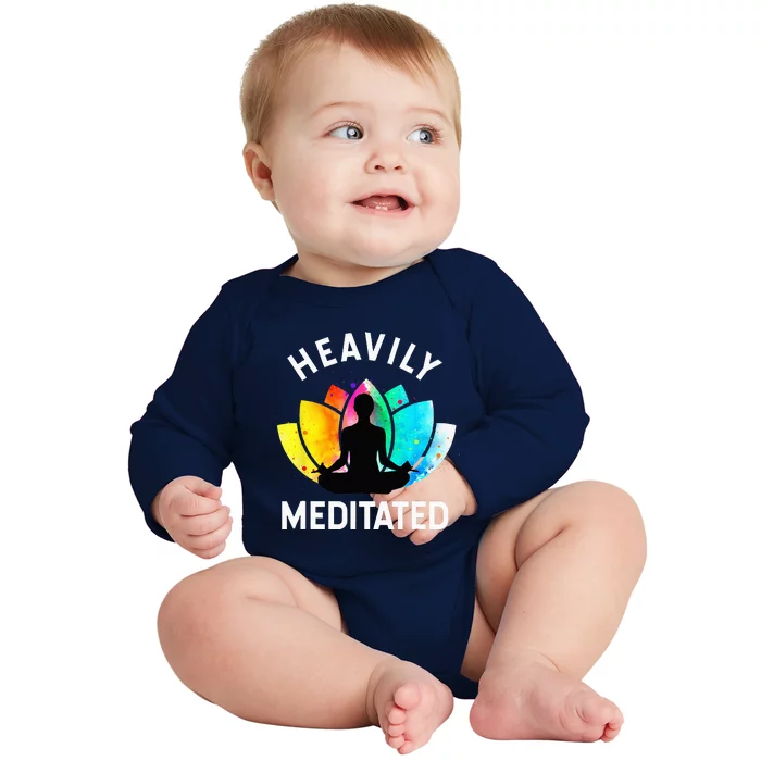 Heavily Meditated Funny Meditation & Yoga Gift Baby Long Sleeve Bodysuit