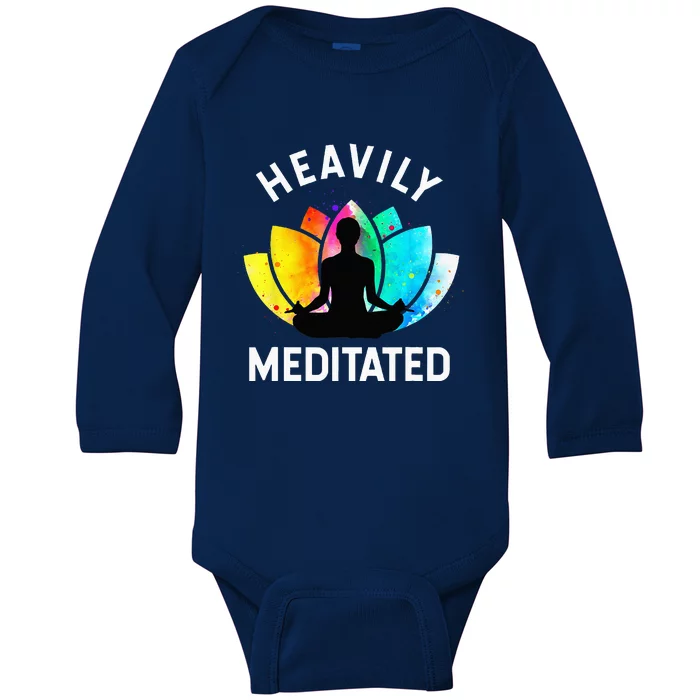 Heavily Meditated Funny Meditation & Yoga Gift Baby Long Sleeve Bodysuit