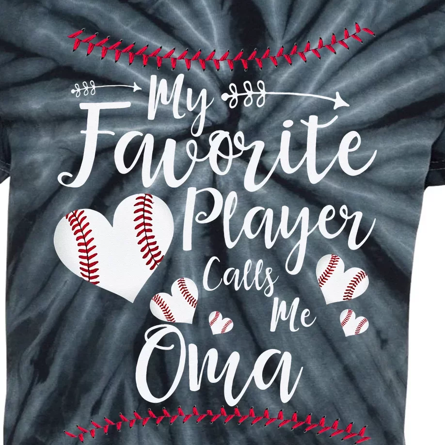 Heart My Favorite Player Calls Me Oma Baseball Kids Tie-Dye T-Shirt