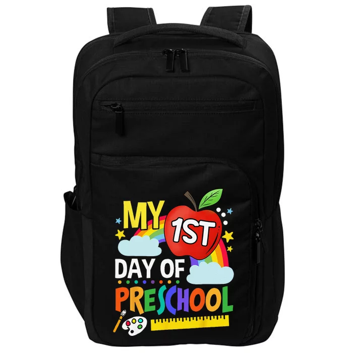 Happy My First Day Of Preschool Back To School Impact Tech Backpack