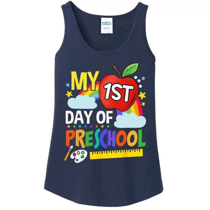 Happy My First Day Of Preschool Back To School Ladies Essential Tank