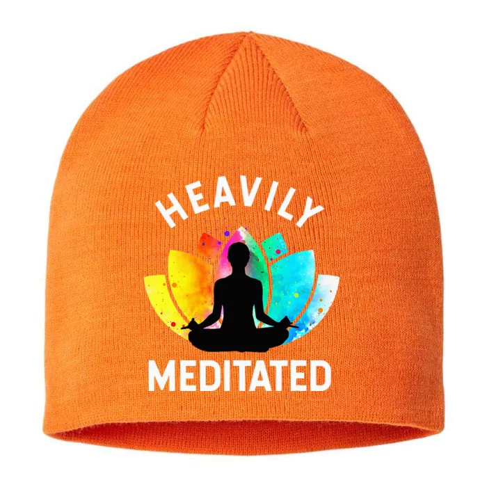 Heavily Meditated  Funny Meditation & Yoga Gift 8 1/2in Sustainable Knit Beanie