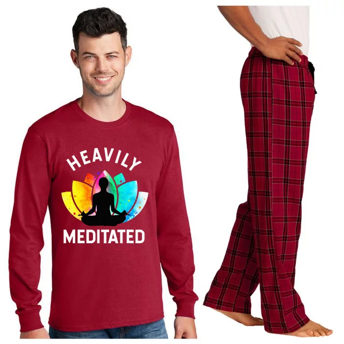 Heavily Meditated  Funny Meditation & Yoga Gift Long Sleeve Pajama Set