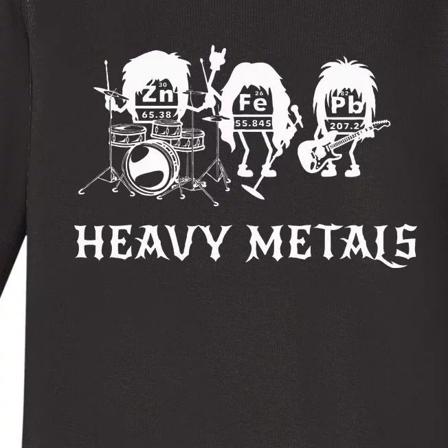 Heavy Metals Funny Chemistry Periodic Table Joke Baby Long Sleeve Bodysuit