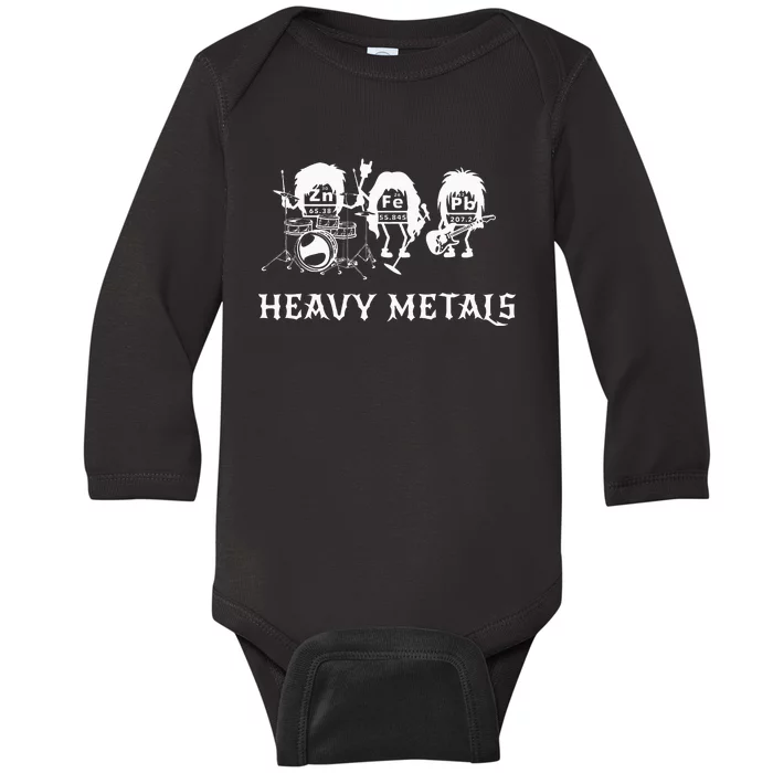 Heavy Metals Funny Chemistry Periodic Table Joke Baby Long Sleeve Bodysuit