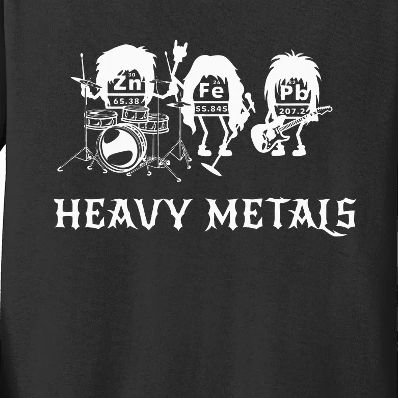 Heavy Metals Funny Chemistry Periodic Table Joke Kids Long Sleeve Shirt