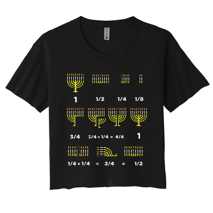 Hanukkah Math Fractions Menorah Chanukah Teacher Women's Crop Top Tee