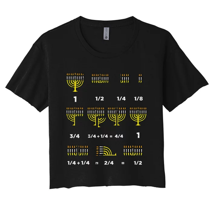 Hanukkah Math Fractions Menorah Chanukah Teacher Women's Crop Top Tee