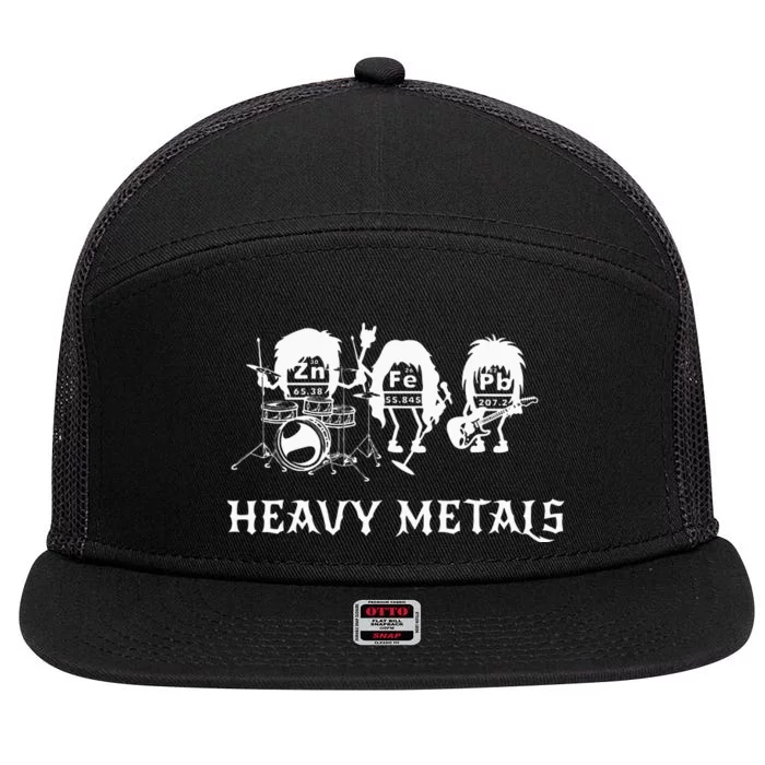 Heavy Metals Funny Chemistry Periodic Table Joke 7 Panel Mesh Trucker Snapback Hat