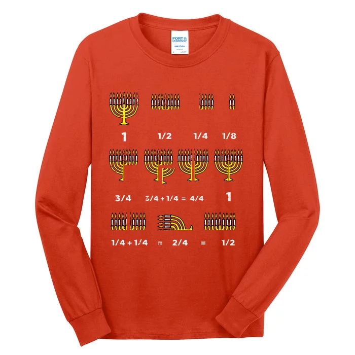 Hanukkah Math Fractions Menorah Chanukah Teacher Tall Long Sleeve T-Shirt