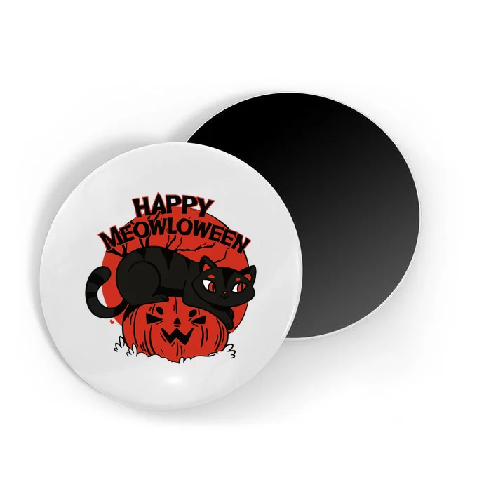 Happy Meowlowee Funny Black Cat Halloween Spooky Magnet