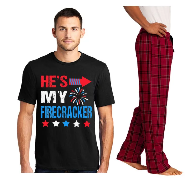 He's My Firecracker His And Hers Matching 4th Of July Couple Pajama Set