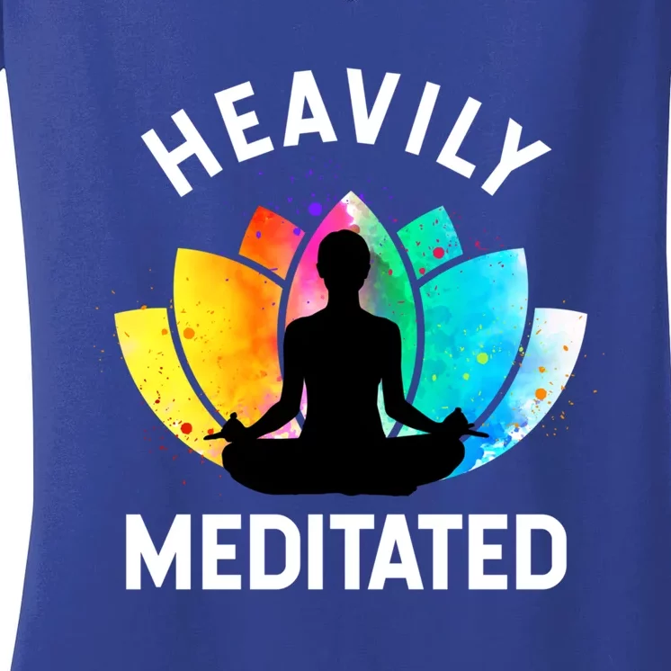 Heavily Meditated Funny Meditation And Yoga Gift Women's V-Neck T-Shirt