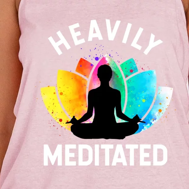 Heavily Meditated Funny Meditation And Yoga Gift Women's Knotted Racerback Tank