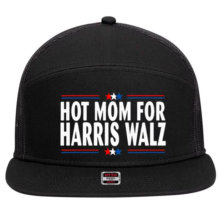 Hot Moms For Harris Walz 24 President 2024 7 Panel Mesh Trucker Snapback Hat