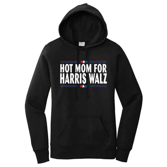 Hot Moms For Harris Walz 24 President 2024 Women's Pullover Hoodie