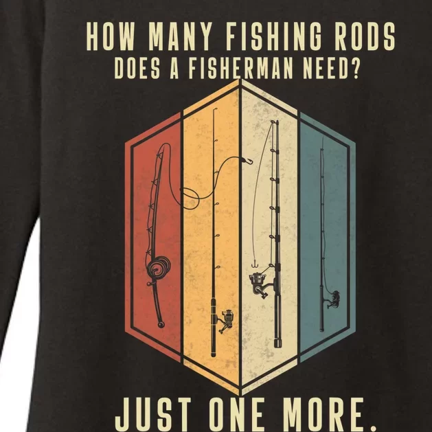 How Many Fishing Rods Does A Fisherman Need Fishing Dad Papa Womens CVC Long Sleeve Shirt