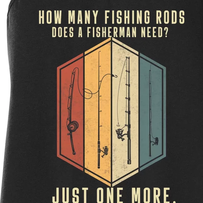 How Many Fishing Rods Does A Fisherman Need Fishing Dad Papa Women's Racerback Tank