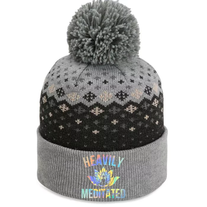 Heavily Meditated Funny Spiritual Meditation Yoga Zen Guru Meaningful Gift The Baniff Cuffed Pom Beanie