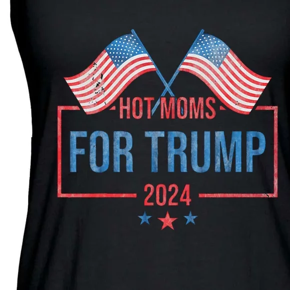 Hot Moms For Trump 2024 Republican Usa Flag Ladies Essential Flowy Tank