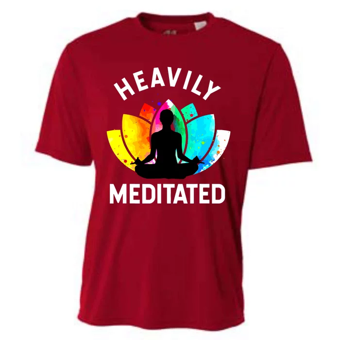 Heavily Meditated Funny Meditation Yoga Gift Cooling Performance Crew T-Shirt