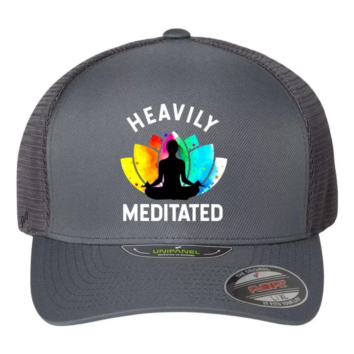 Heavily Meditated Funny Meditation Yoga Gift Flexfit Unipanel Trucker Cap