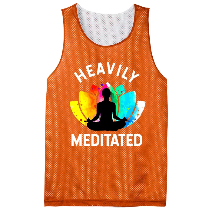 Heavily Meditated Funny Meditation Yoga Gift Mesh Reversible Basketball Jersey Tank