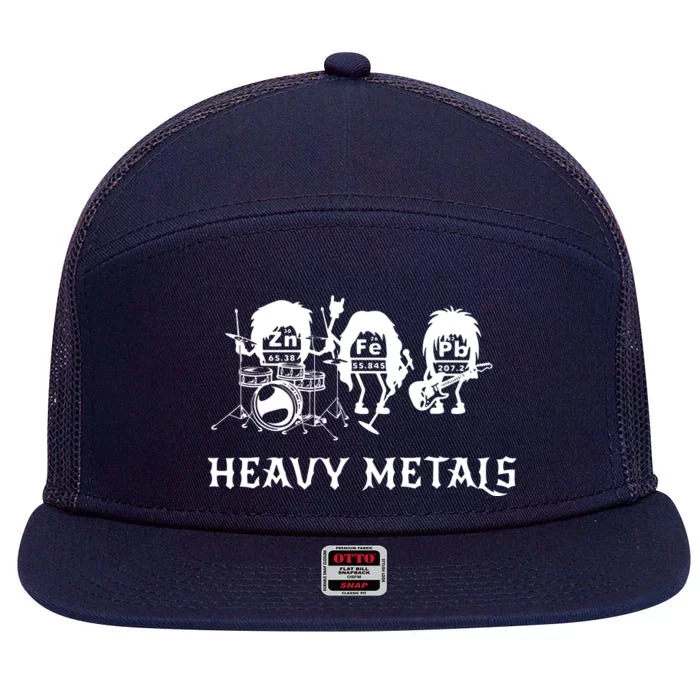 Heavy Metals Funny Chemistry Periodic Table Joke 7 Panel Mesh Trucker Snapback Hat