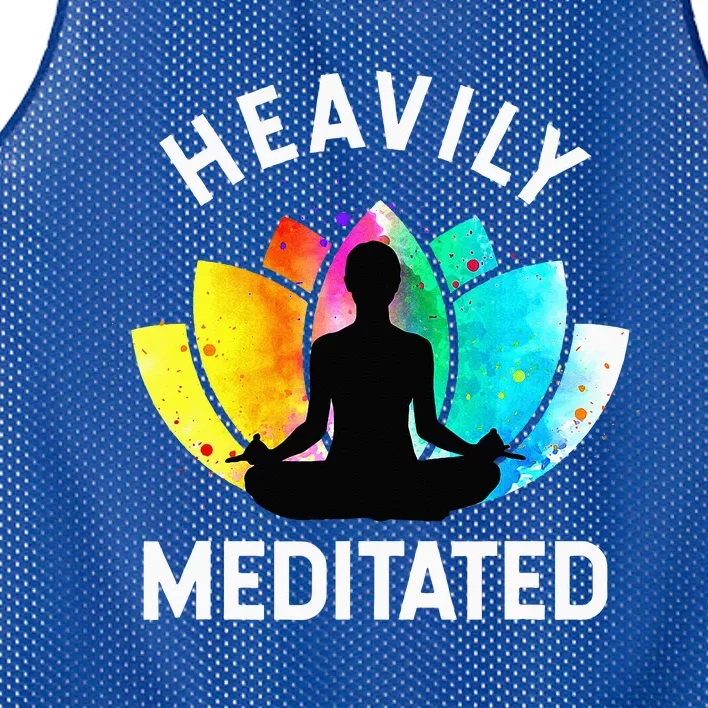 Heavily Meditated Funny Meditation & Yoga Gift Mesh Reversible Basketball Jersey Tank