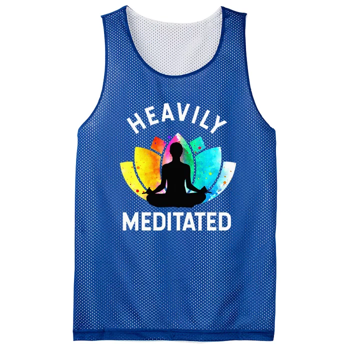 Heavily Meditated Funny Meditation & Yoga Gift Mesh Reversible Basketball Jersey Tank