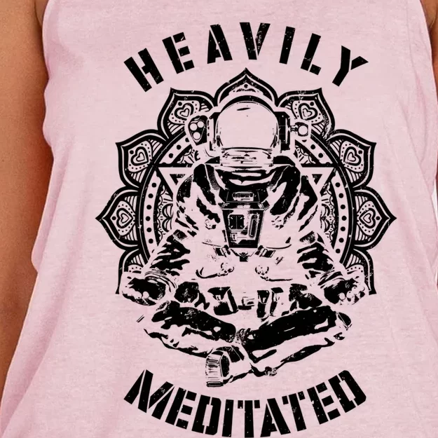 Heavily Meditated Funny Spiritual Yoga Astronaut Dala Gift Women's Knotted Racerback Tank