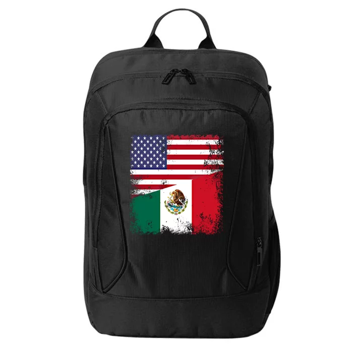 Half Mexican Flag Vintage Mexico Usa Gift City Backpack