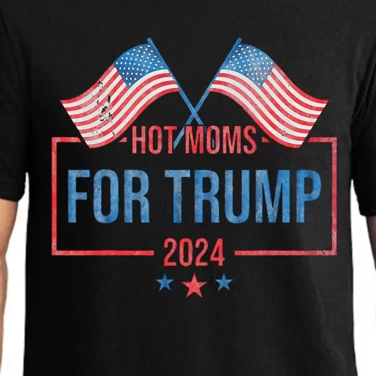 Hot Moms For Trump 2024 Republican Usa Flag Pajama Set