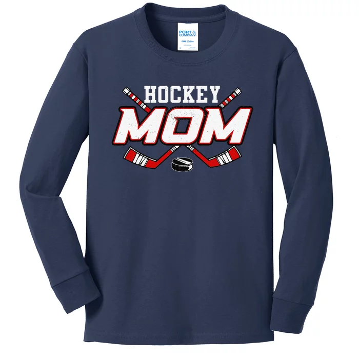 Hockey Moms For Women Mama Mother's Day Vintage Kids Long Sleeve Shirt