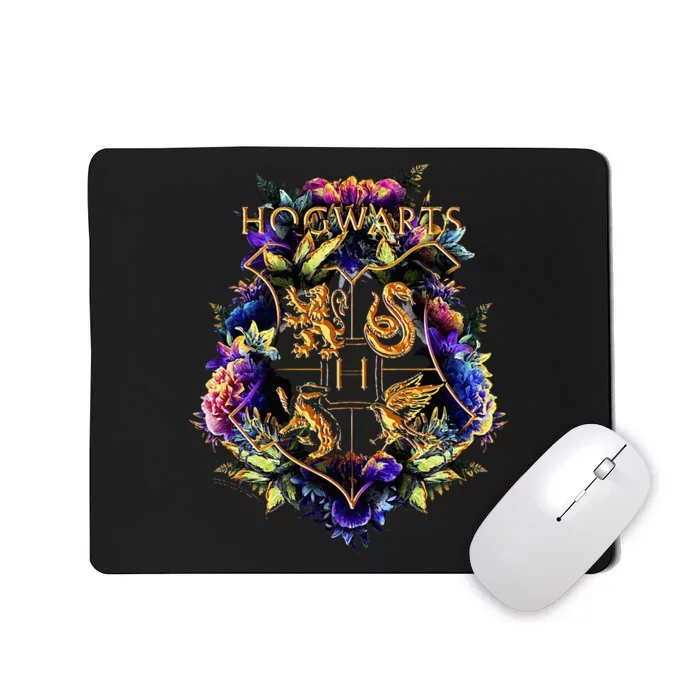 H.O.G.W.A.R.T.S Multicolored Floral Crest Mousepad