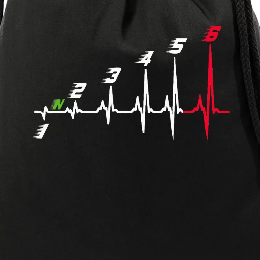 Heartbeat Motorcycle Gear Shift Six Speed 1 Down 5 Up Drawstring Bag