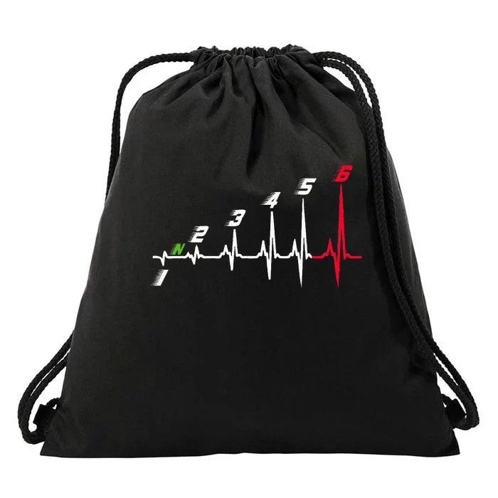 Heartbeat Motorcycle Gear Shift Six Speed 1 Down 5 Up Drawstring Bag