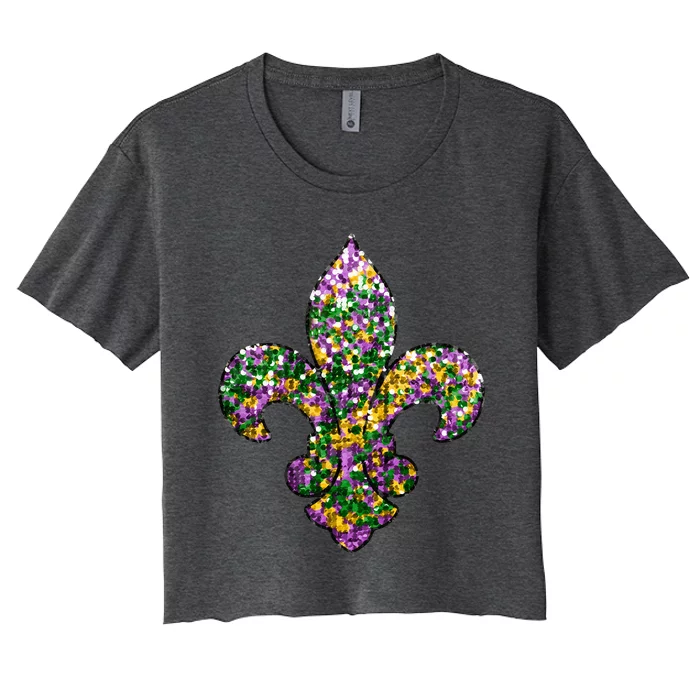 Happy Mardi Gras Carnival Fat Tuesday Fleur De Lis Women's Crop Top Tee