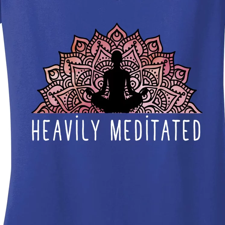 Heavily Meditated Gift Spiritual Daily Meditation Zen Gift Women's V-Neck T-Shirt