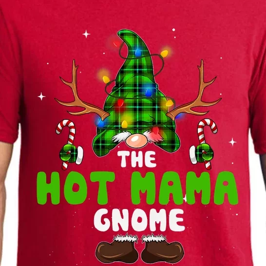 Hot Mama Gnome Lights Buffalo Plaid Matching Family Christmas Pajama Set