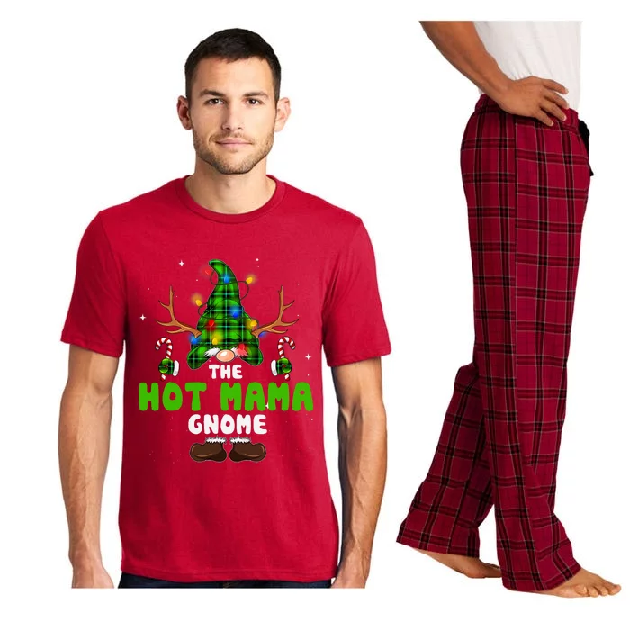 Hot Mama Gnome Lights Buffalo Plaid Matching Family Christmas Pajama Set