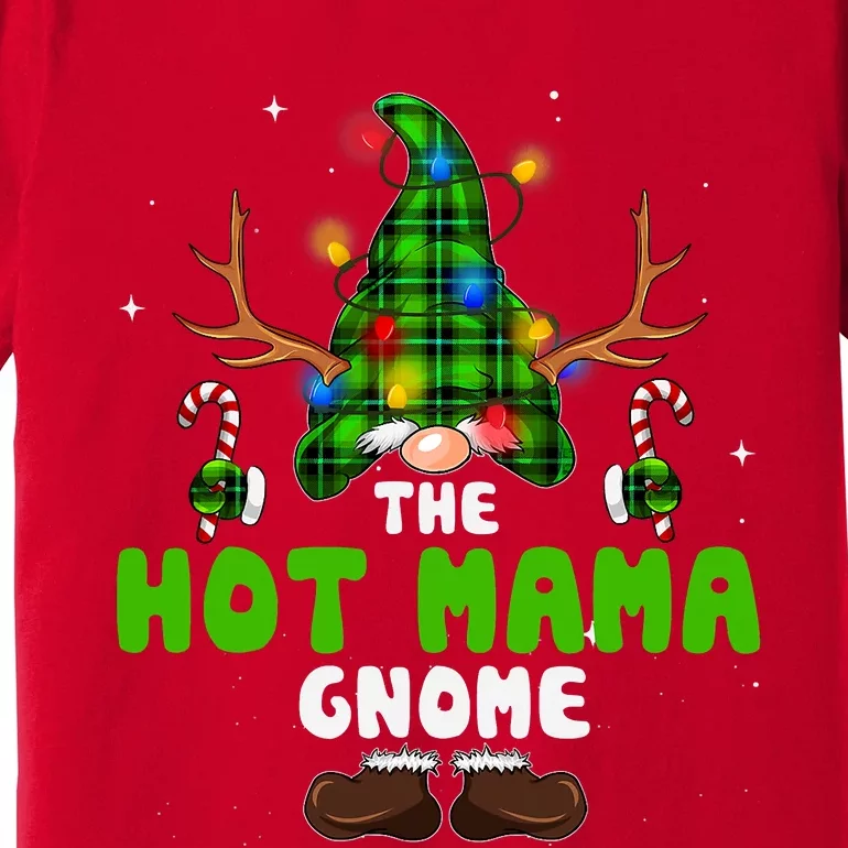 Hot Mama Gnome Lights Buffalo Plaid Matching Family Christmas Premium T-Shirt