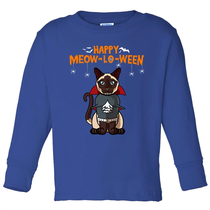 Happy Meowcute Giftloween Siamese Cat For Halloween Gift Toddler Long Sleeve Shirt