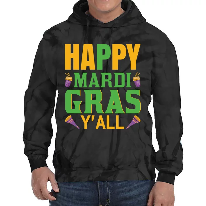 Happy Mardi Gras Ya'll Tie Dye Hoodie