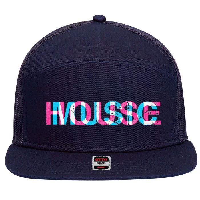 House Music Glitch Optical Illusion Edm Rave Dj 7 Panel Mesh Trucker Snapback Hat