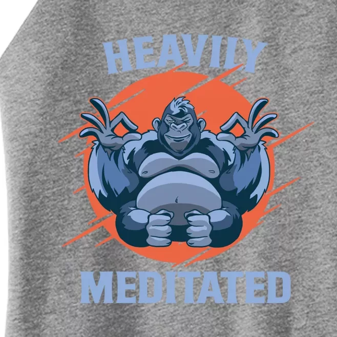 Heavily Meditated Gorilla Funny Yoga Meditation Gift Women’s Perfect Tri Rocker Tank