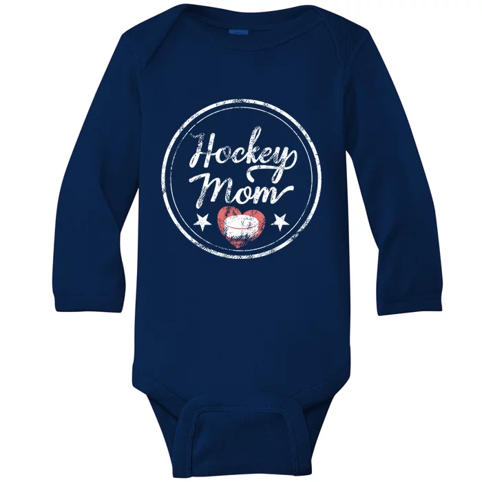 Hockey Mom Gift For Women Heart Gift Baby Long Sleeve Bodysuit