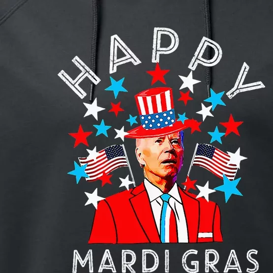 Happy Mardi Gras Joe Biden 4th Of July Memorial Independence Performance Fleece Hoodie