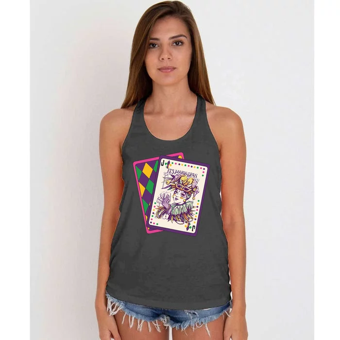 Happy Mardi Gras Tarot Card Louisiana Mardi Gras Queen Women's Knotted Racerback Tank