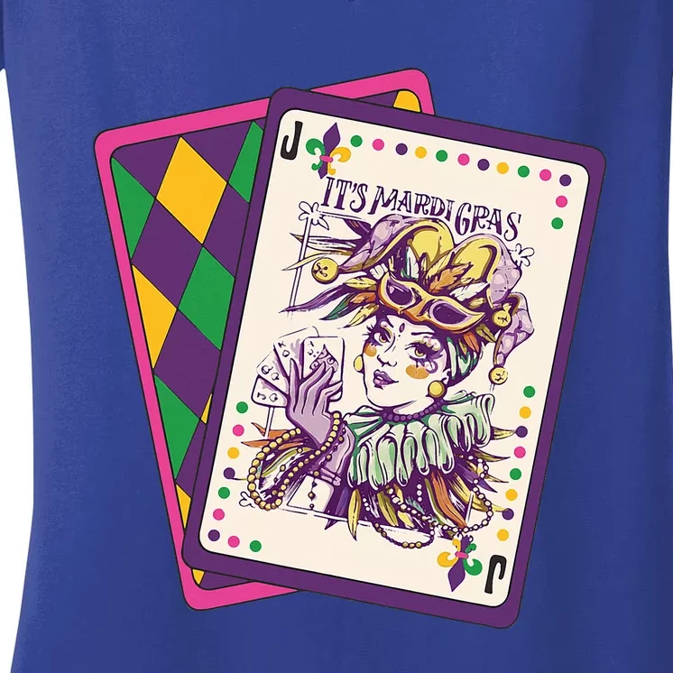 Happy Mardi Gras Tarot Card Louisiana Mardi Gras Queen Women's V-Neck T-Shirt